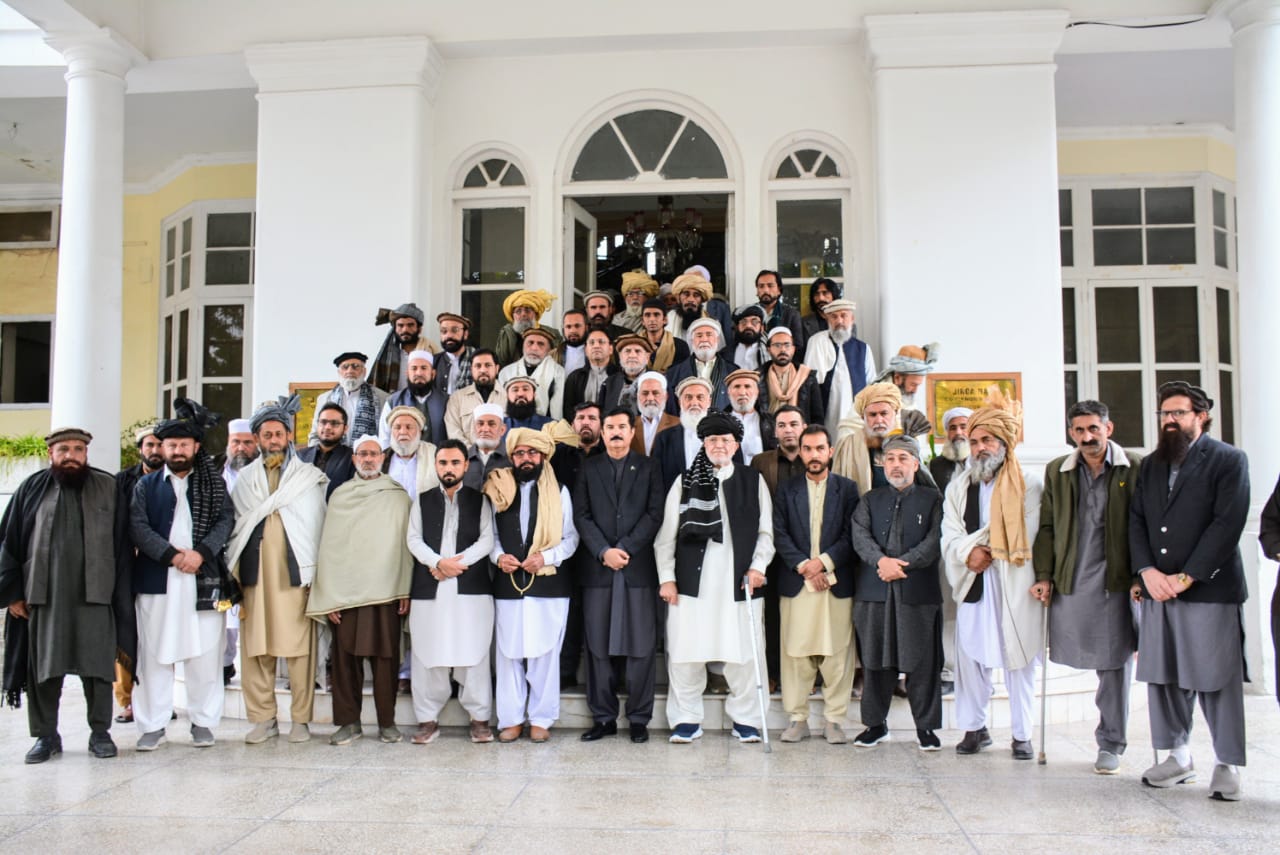 Faisal Karim Kundi calked on by a representative jirga