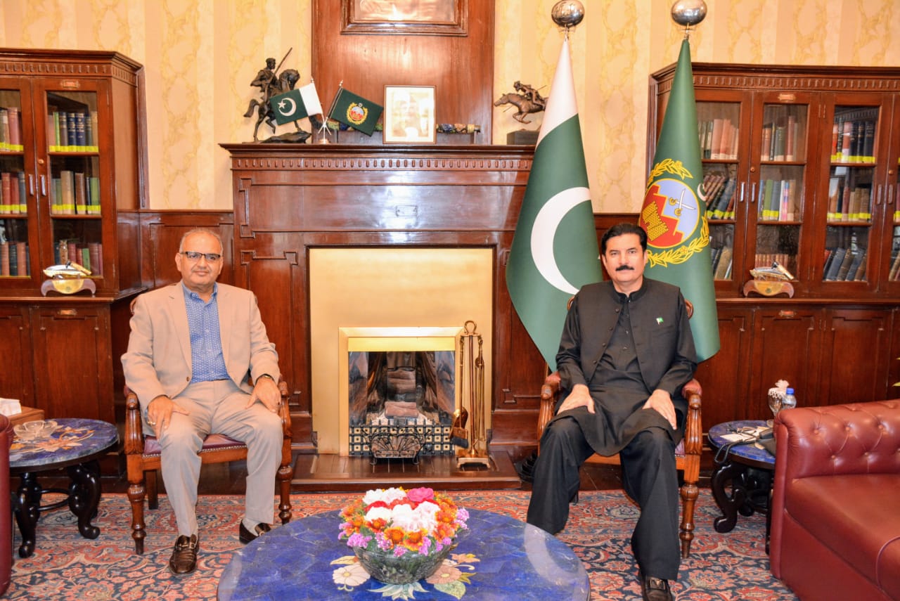 Faisal Karim Kundi called on by MNA Ramesh Kumar Vankwani at Governor House