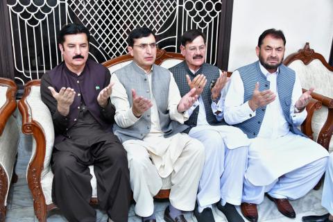 Kundi condoles with PTI Chairman Barrister Gohar Khan over the demise of his mother