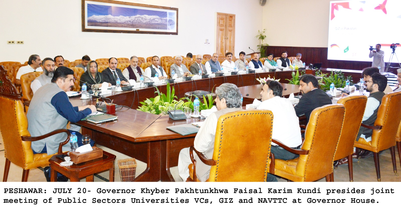 Governor Khyber Pakhtunkhwa Faisal Karim kundi presides joint meeting of public Sector universities  VCs, GIZ and  NAVTTC at Governor House.