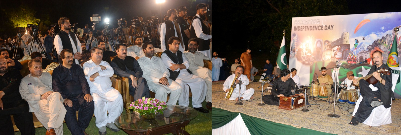 Musical Cultural Night and Fire Works in connection with JASHN-E-AZADI celebrated in Governor House, Peshawar. Governor Khyber Pakhtunkhwa Faisal Karim welcomes citizens of Peshawar to Governor House and present with them in the Cultural musical night.