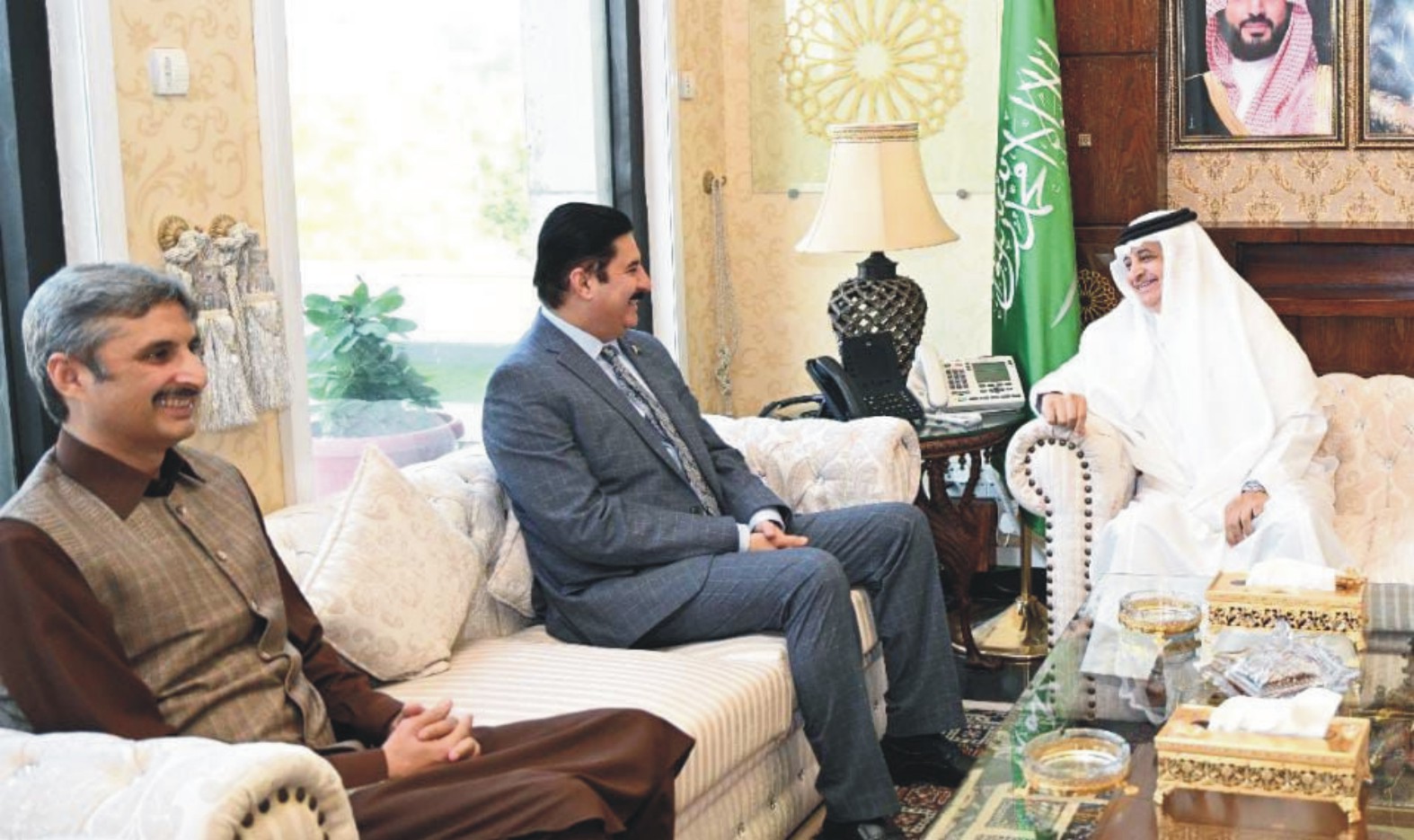 Governor Khyber Pakhtunkhwa Faisal Karim Kundi along with MPA Ahmad Karim Kundi meets with Saudi Ambassador to Pakistan Nawaf Bin Saeed Ahmad Almalaki in Islamabad.