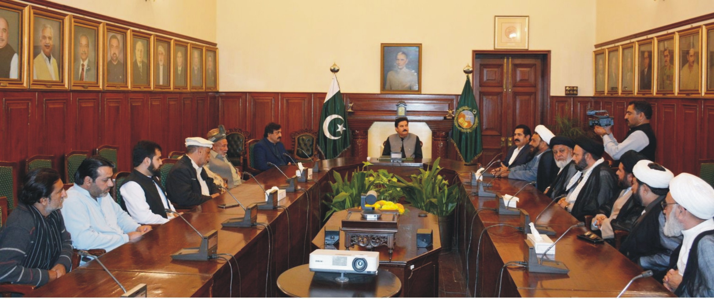 Governor Khyber Pakhtunkhwa Faisal Karim Kundi called on by Fiqa Jefferia Ulema delegation belongs to District Kurram, Kohat and Hangu at Governor House