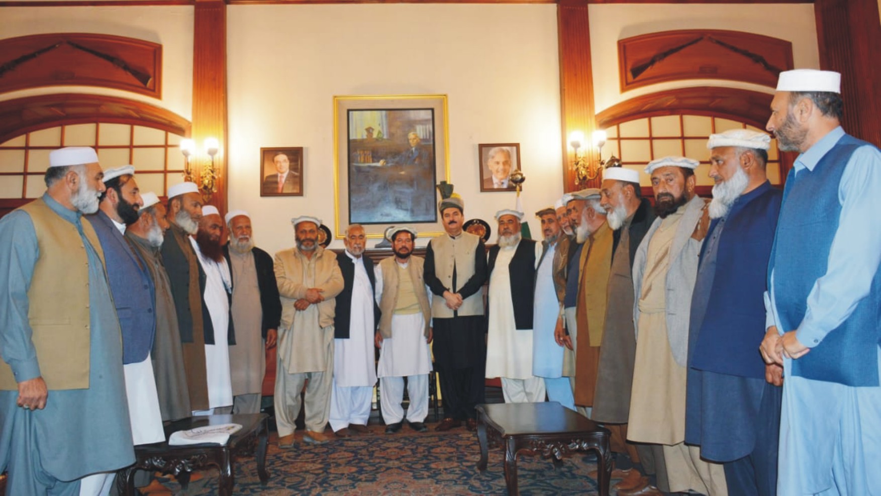 Governor Khyber Pakhtunkhwa Faisal Karim Kundi called on by Islahati Jirga delegation led by Chairman Syed Ahmed Jan belongs to Khar merged District Bajur at Governor House.