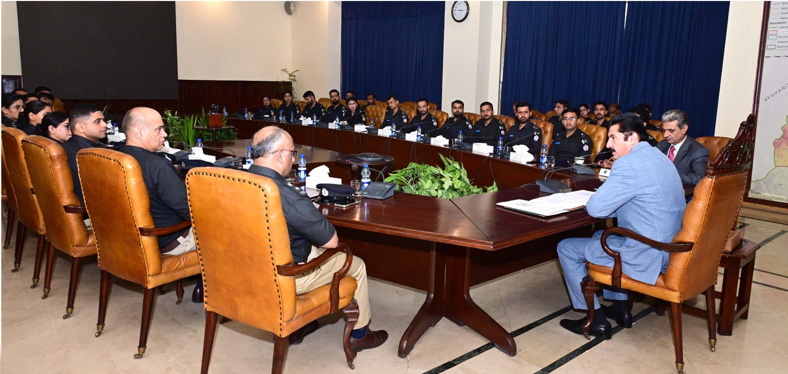 Kundi is participating in an interactive session with a 33-member delegation of under training DSPs from the Sindh Police, at Governor House, Peshawar