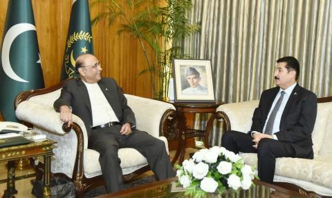 President of Pakistan Asif Ali Zardari called on by Governor Khyber Pakhtunkhwa Faisal Karim Kundi at Aiwan-e-Sadar, Islamabad.