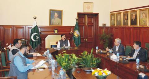 Governor Khyber Pakhtunkhwa Faisal Karim is being briefed about Pak-Austria Fachhochschule Institute of Applied Sciences HariPur Academic/Administrative and overall educational performance at Governor House on TUESDAY.