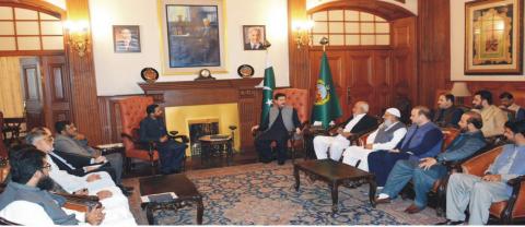 Governor Khyber Pakhtunkhwa Faisal Karim Kundi called on by representative delegation of Kohat Chamber of Commerce & Industry led by President Rashid Paracha at Governor House on Wednesday.