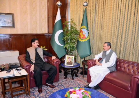 Faisal Karim Kundi called on by Chief Executive Officer Tribal Electric Supply Company (TESCO), Tahir Jamal at Governor House
